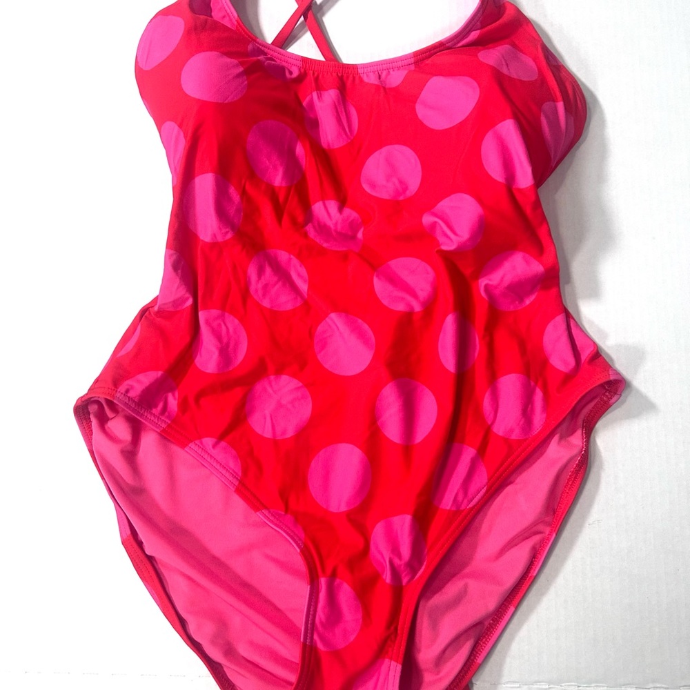 kate spade Red One-Piece Swimsuit with Pink Polka Dots